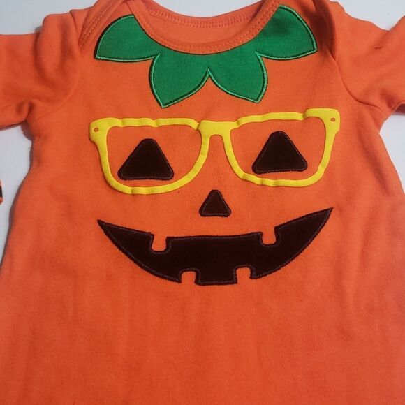 Pumpkin Halloween Pants Romper - Picture 2 of 4